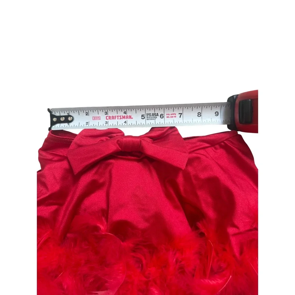 Sparkly Red Weissman Dance Costume + Feather & Tulle Skirts + Bow‎ Hair Piece 💃